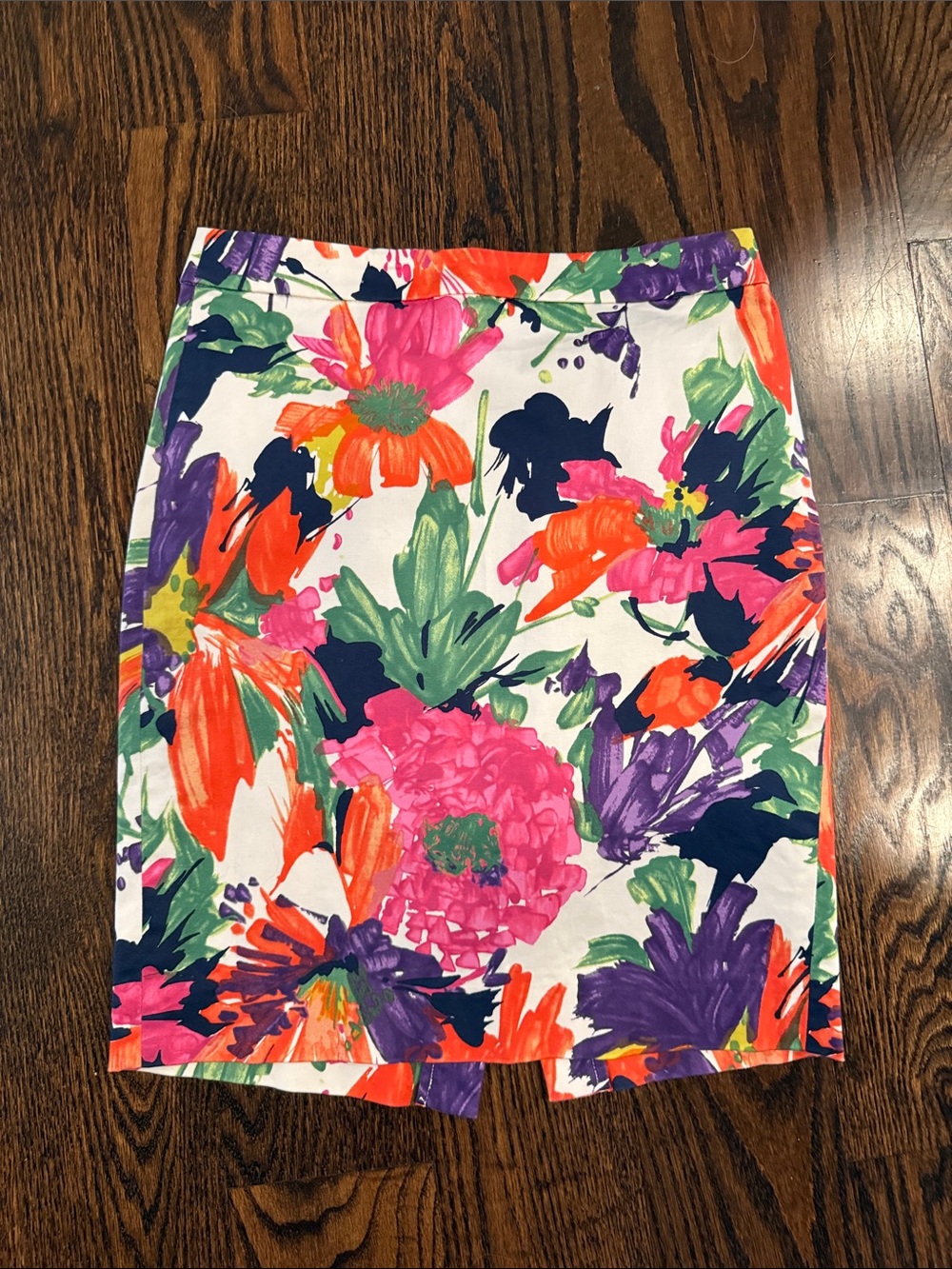 J. Crew Floral Pencil Skirt in Pink, Orange, Purple, Green and Navy